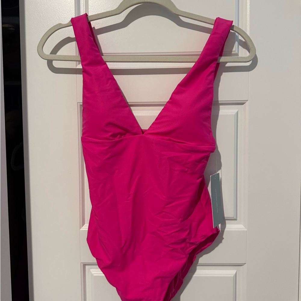 ANTONIO MELANI Hot Pink V-Neck One-Piece Swimsuit